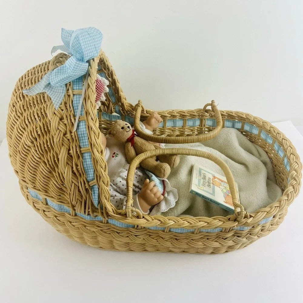 American Girl Bitty Baby and Lullaby Moses Basket Bitty Bear Carrier Gray Eyes - Picture 3 of 16